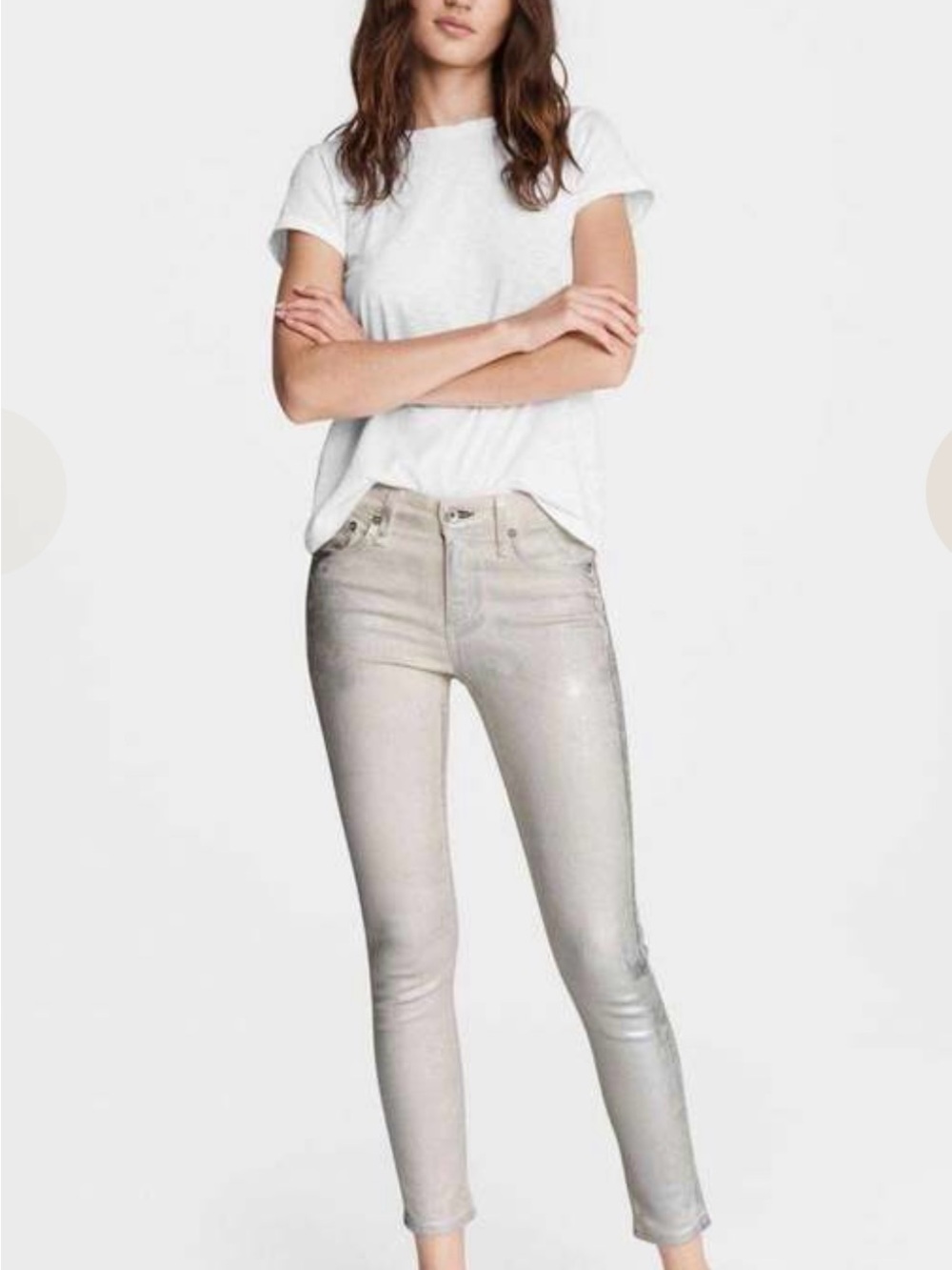 rag & bone Metallic Light Beige Skinny Jeans. NWOT